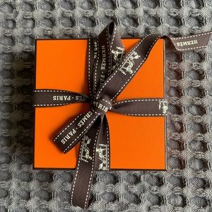 Hermes Box with Velvet Pouch and Ribbon
